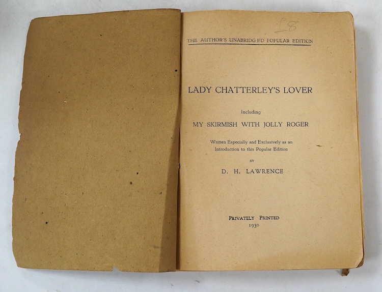 Lawrence, D.H. - Lady Chatterley's Lover. Including My Skirmish with the Jolly Roger. Written especially and exclusively as an introduction to this popular edition. The Author's Unabridged Popular Edition. original grey